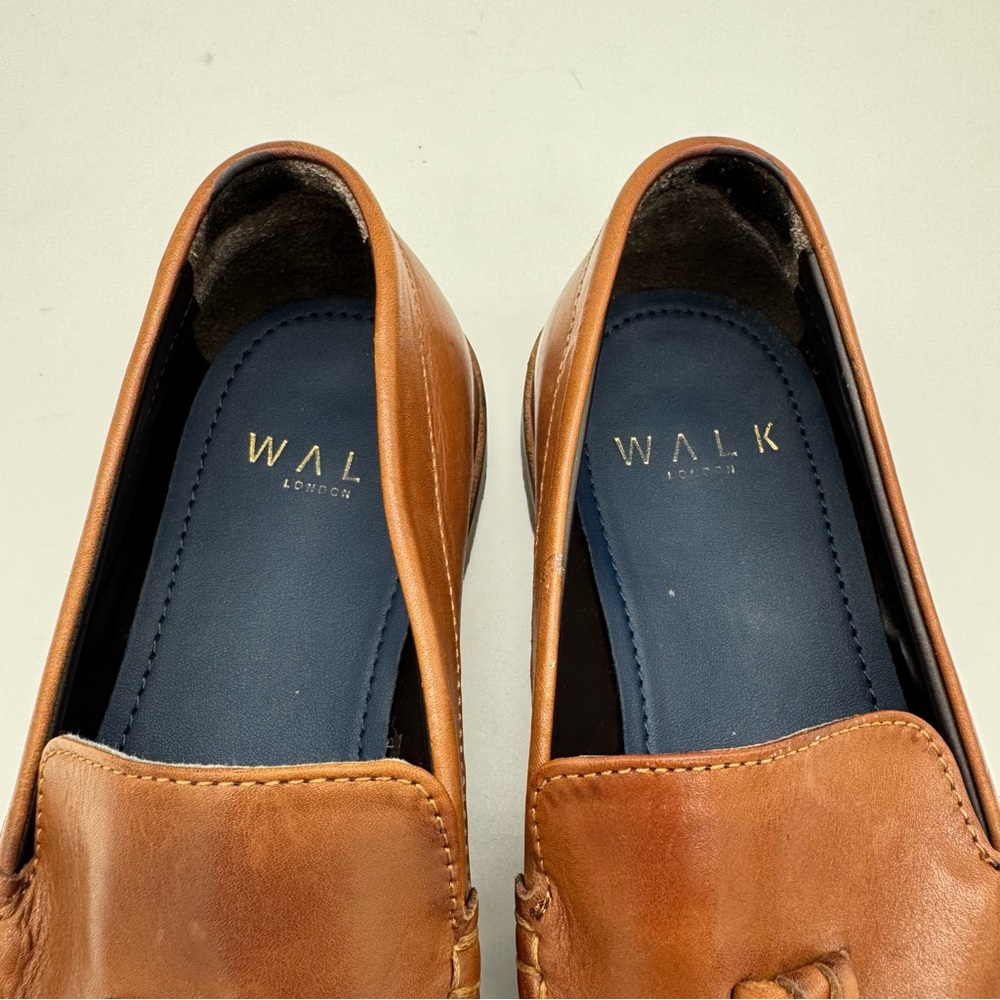 Walk London Tan Brown Leather Tassel Loafer Size 11 - Picture 13 of 14